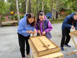 Игра Гонка шайб. Аренда деревянных игр на праздник в Иркутске.